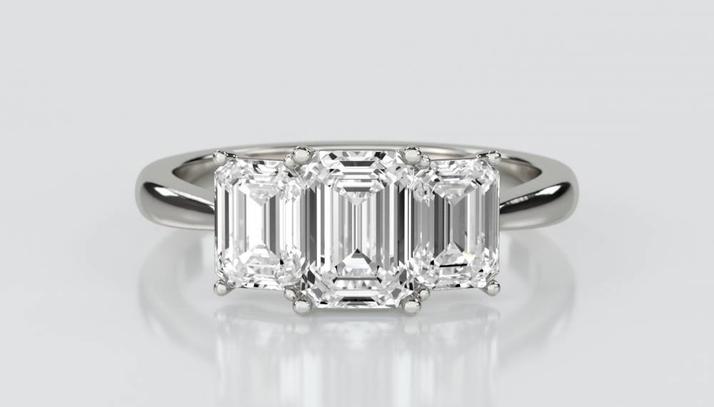 DHRX7055 Graduated Emerald Diamond Trilogy Ring P