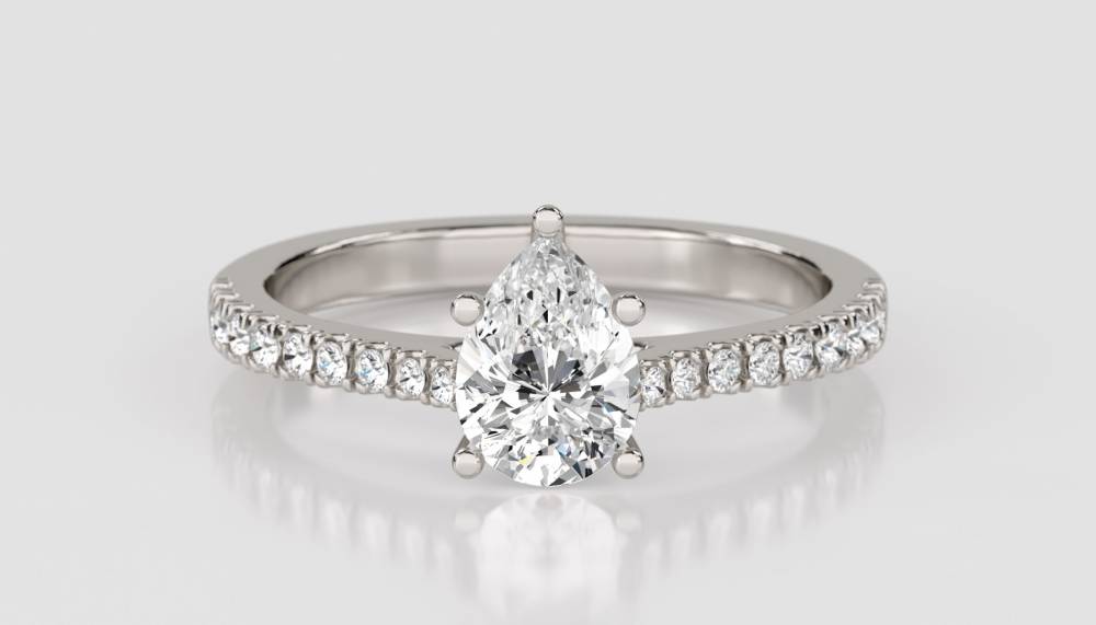 0.50ct Pear Diamond Shoulder Set Ring W