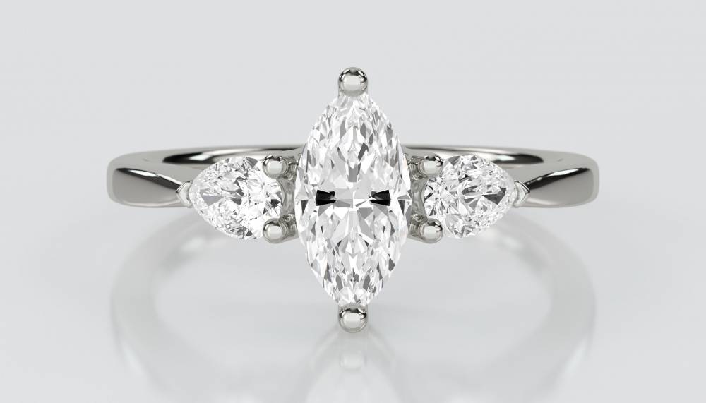 Unique Marquise & Pear Diamond Trilogy Ring P