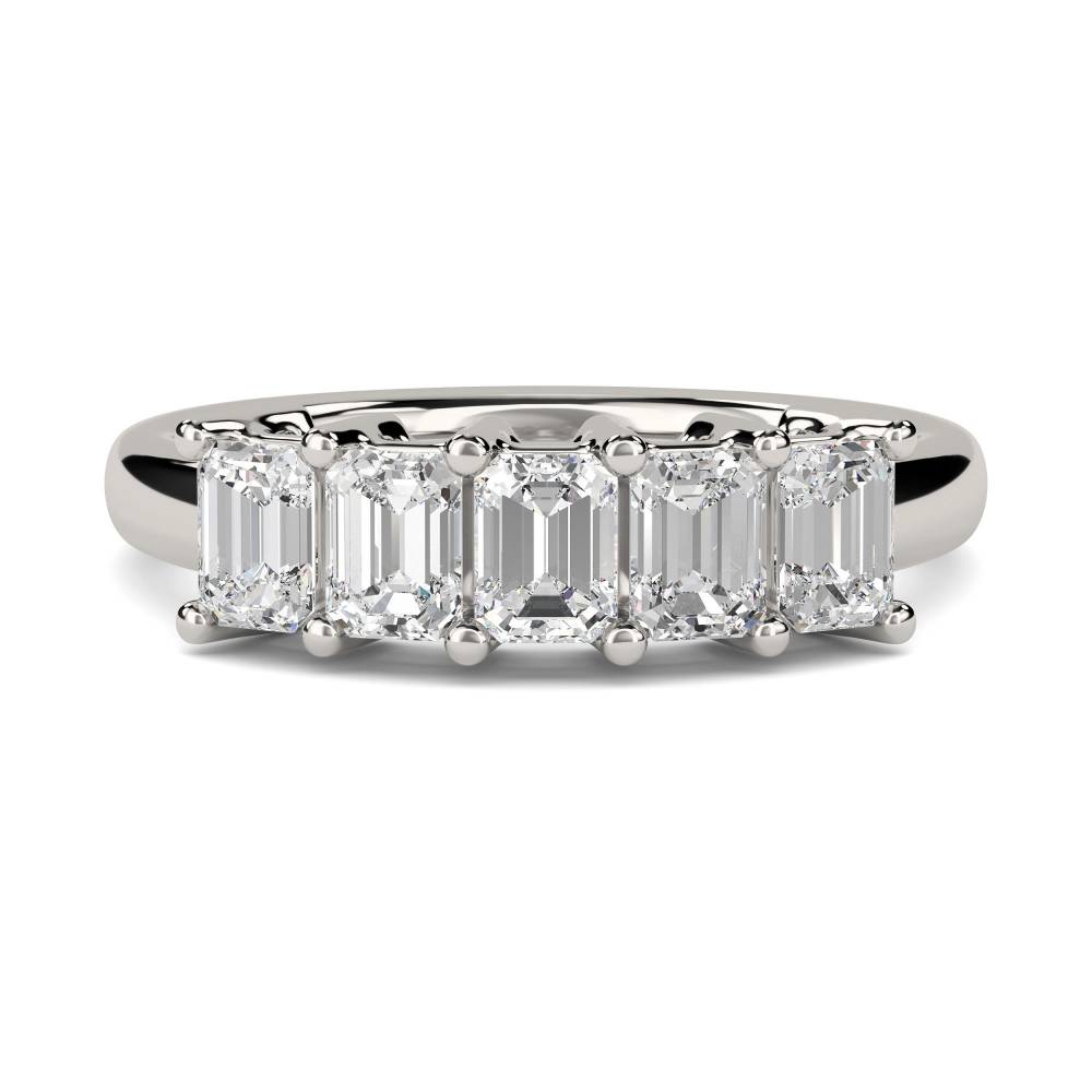 DHRZ0206 5 Stone Emerald Diamond Half Eternity Ring P