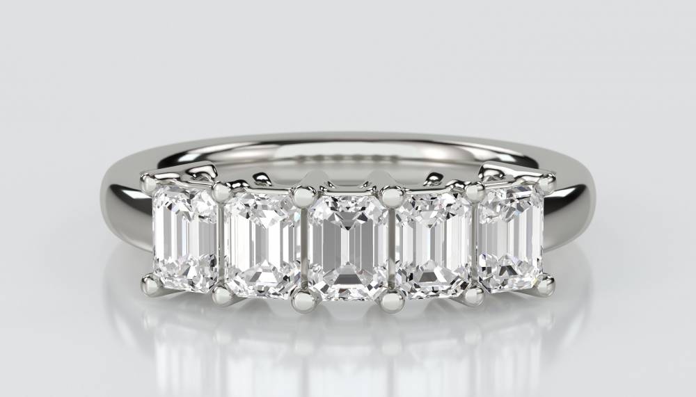 DHRZ0206 5 Stone Emerald Diamond Half Eternity Ring P