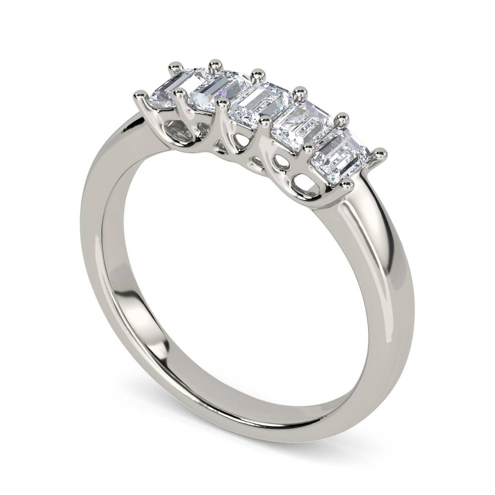 DHRZ0208 5 Stone Emerald Diamond Half Eternity Ring P
