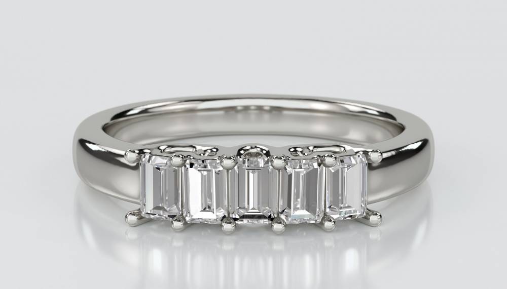 DHRZ0208 5 Stone Emerald Diamond Half Eternity Ring P