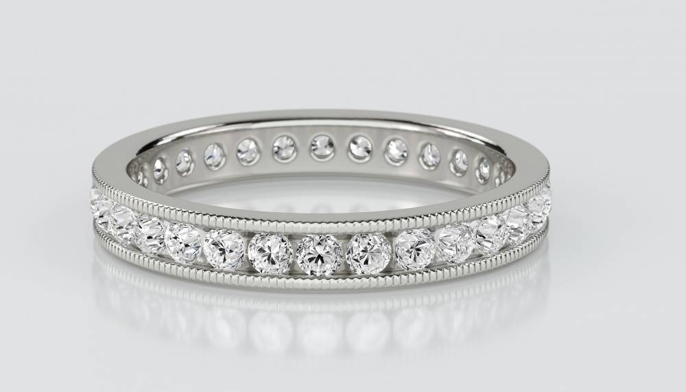 3mm Milgrain Elegant Round Diamond Full Eternity Ring P