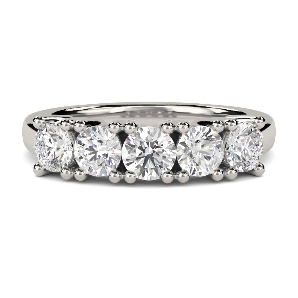 ER060 5 Stone Round Diamond Half Eternity Ring P