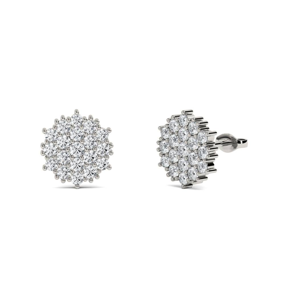 Round Diamond Cluster Earrings P