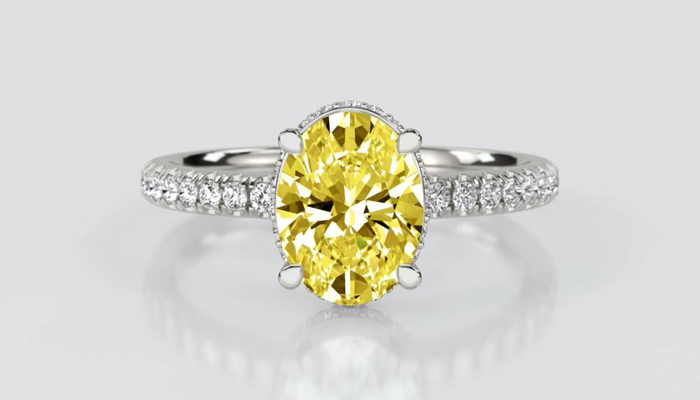 Oval Yellow Diamond Halo Ring P