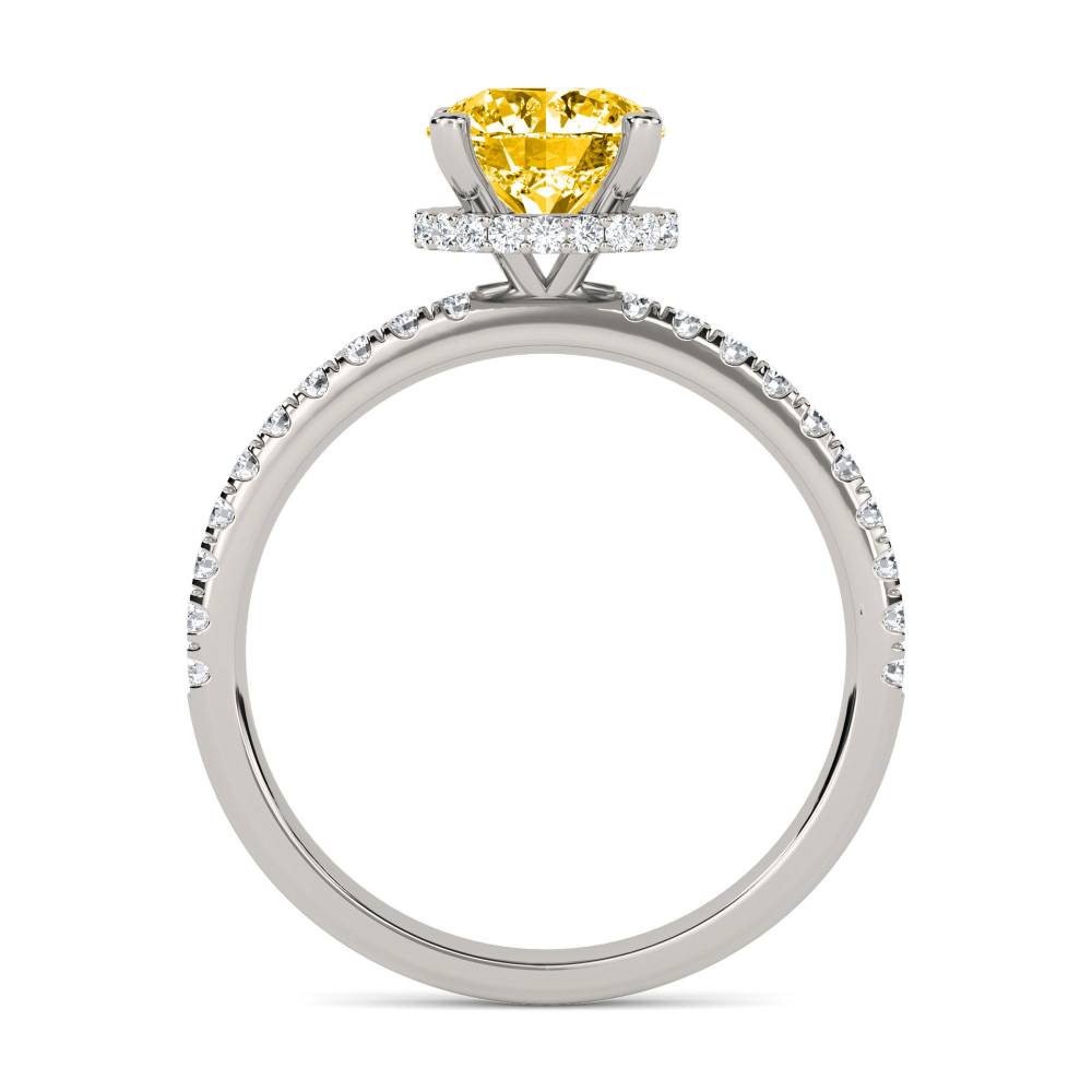 Round Yellow Diamond Halo Ring P