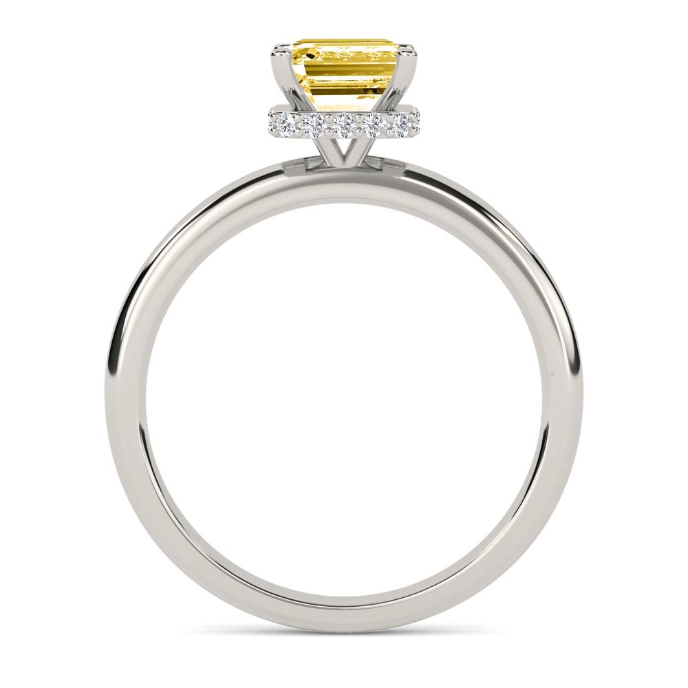 Emerald Yellow Diamond Halo Ring P
