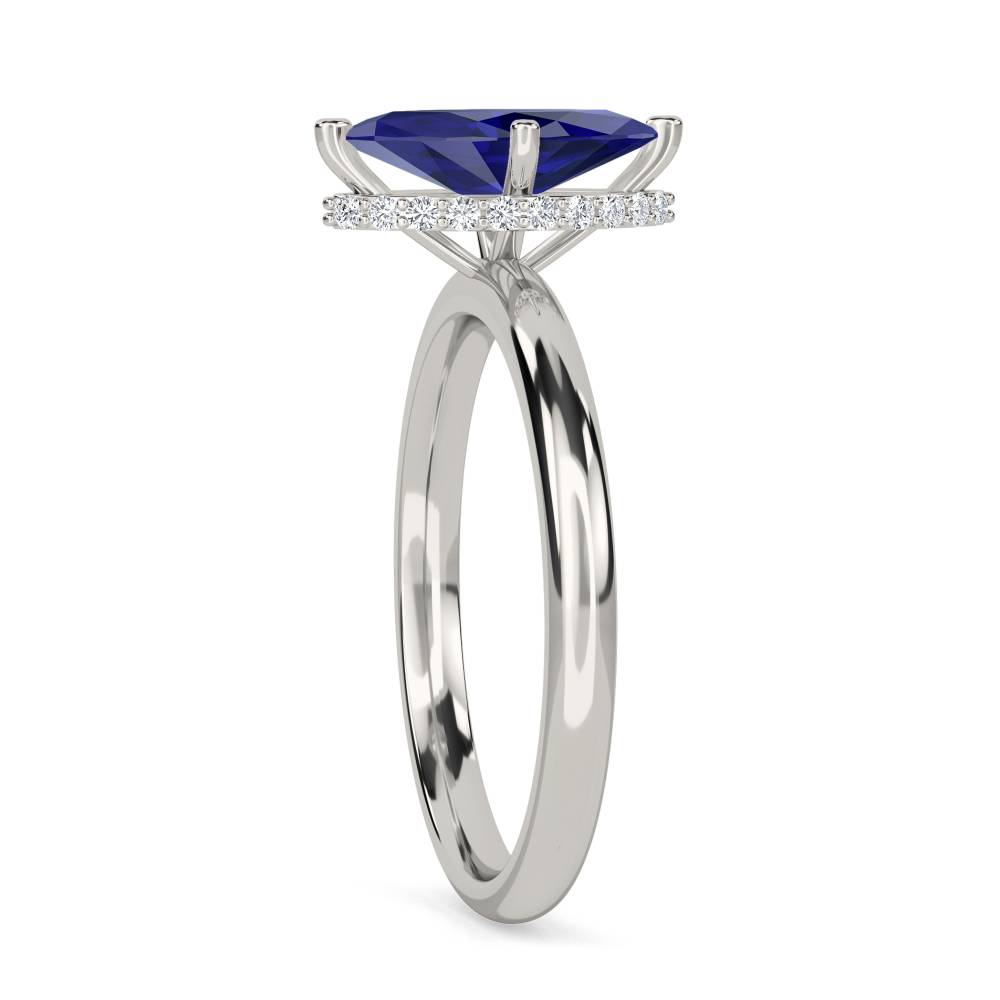 Marquise Blue Sapphire Gemstone Halo Ring P