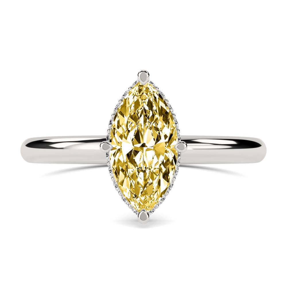 Marquise Yellow Diamond Halo Ring P
