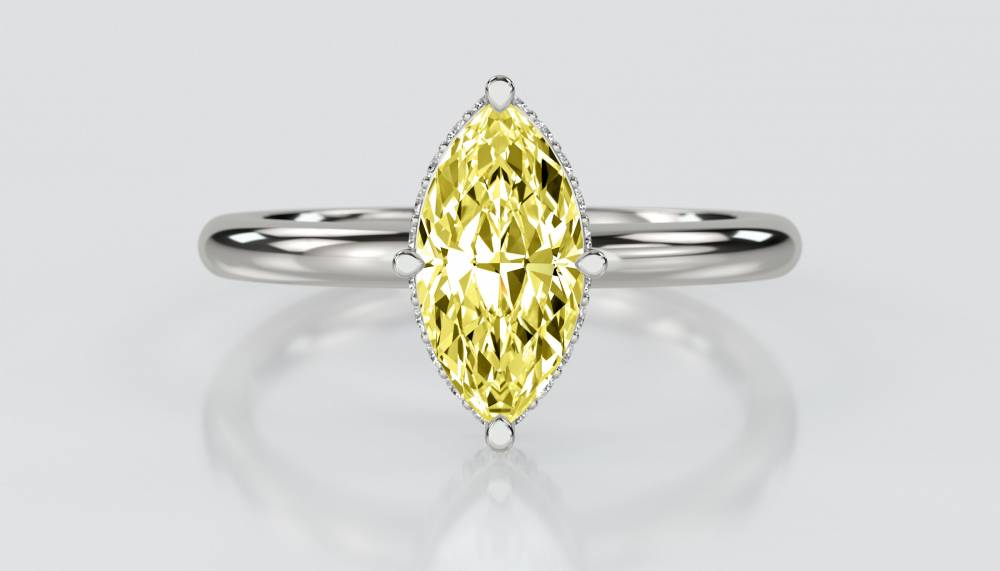 Marquise Yellow Diamond Halo Ring P