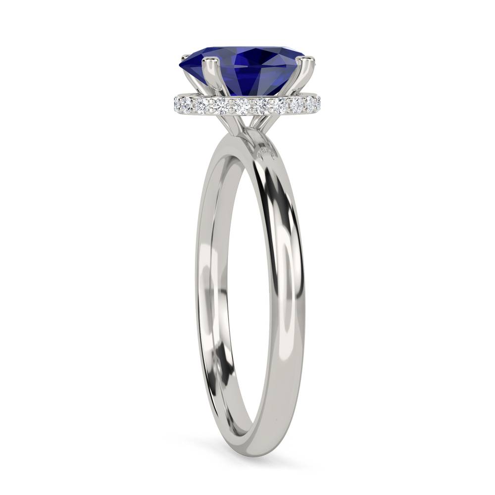 Oval Blue Sapphire Gemstone Halo Ring P