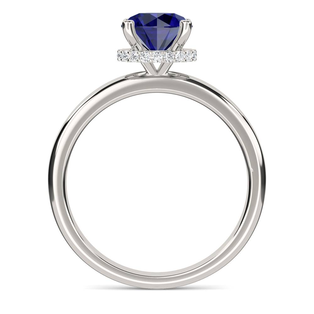Round Blue Sapphire Gemstone Halo Ring P