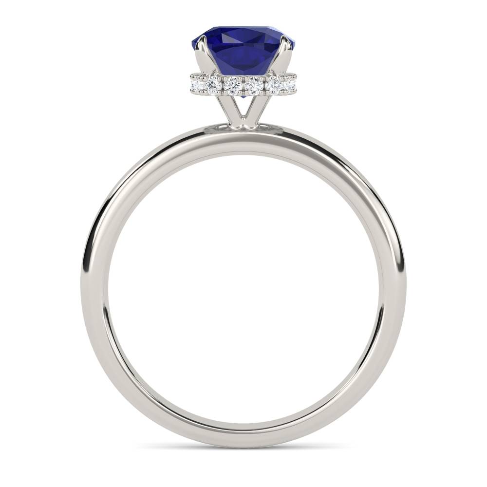 Cushion Blue Sapphire Gemstone Halo Ring P