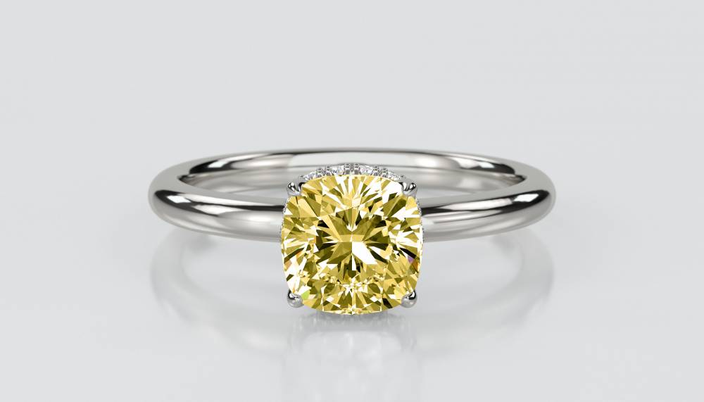 Cushion Yellow Diamond Halo Ring P