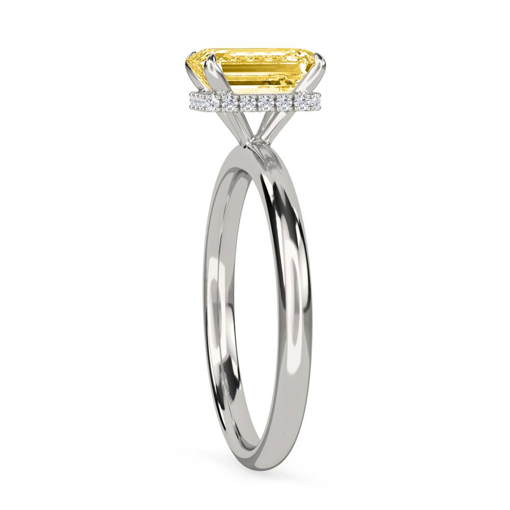 Emerald Yellow Diamond Halo Ring P
