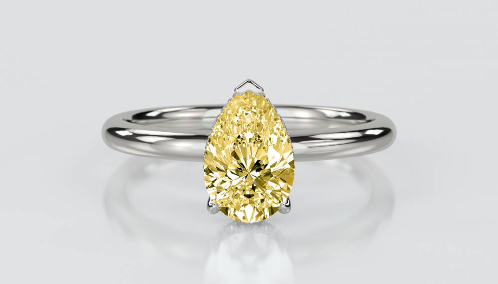 Pear Yellow Diamond Halo Ring P