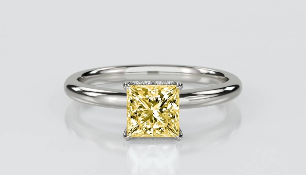 Princess Yellow Diamond Halo Ring P