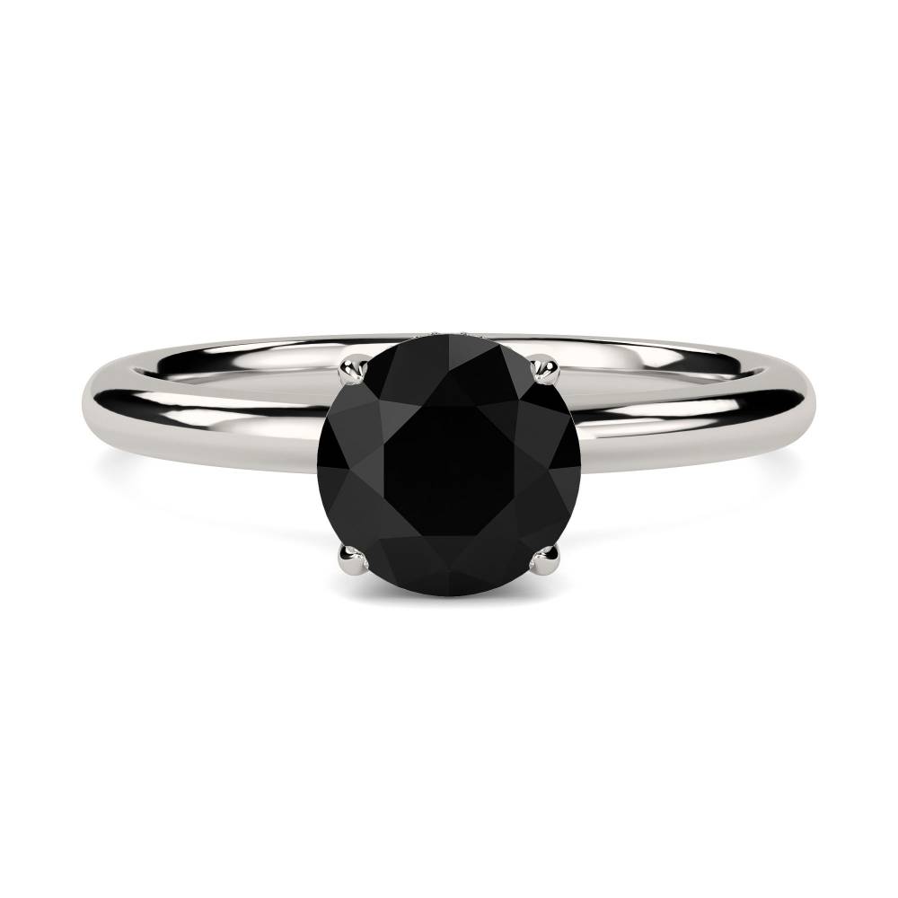 Round Black Diamond Halo Ring P