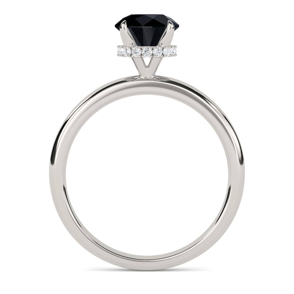 Round Black Diamond Halo Ring P