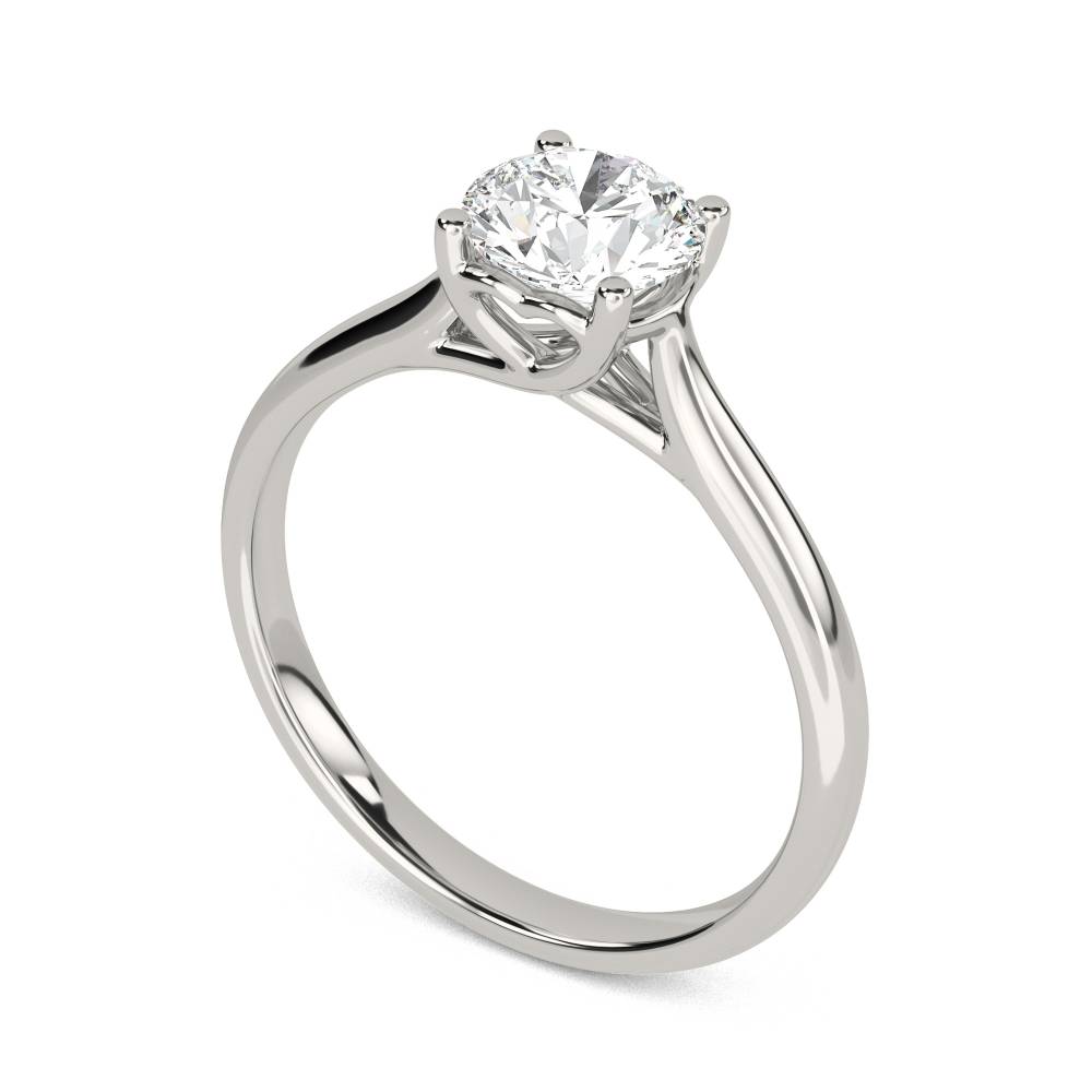 Heart Crossover Round Diamond Engagement Ring P