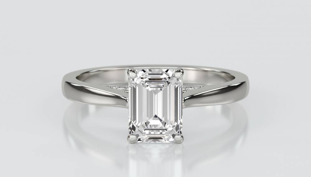 Elegant Emerald Diamond Engagement Ring P
