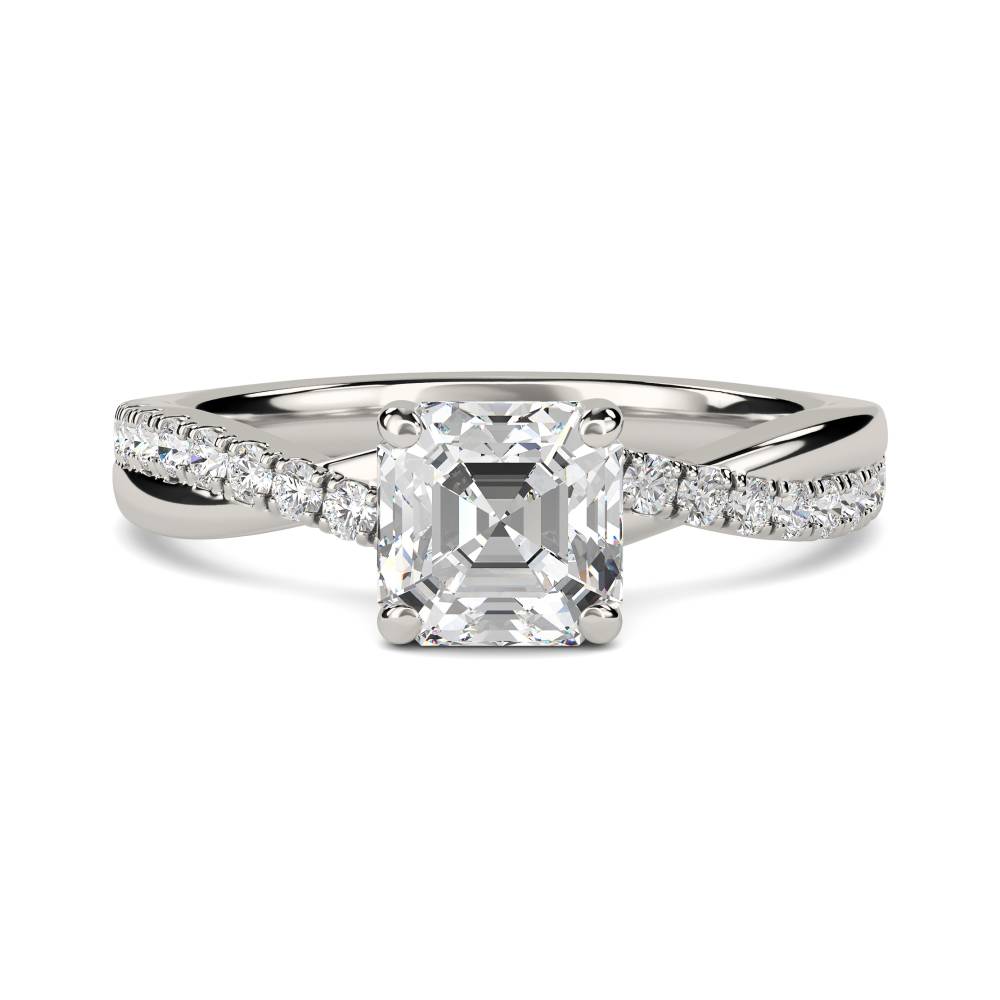 Infinity Asscher Shoulder Set Diamond Engagement Ring P