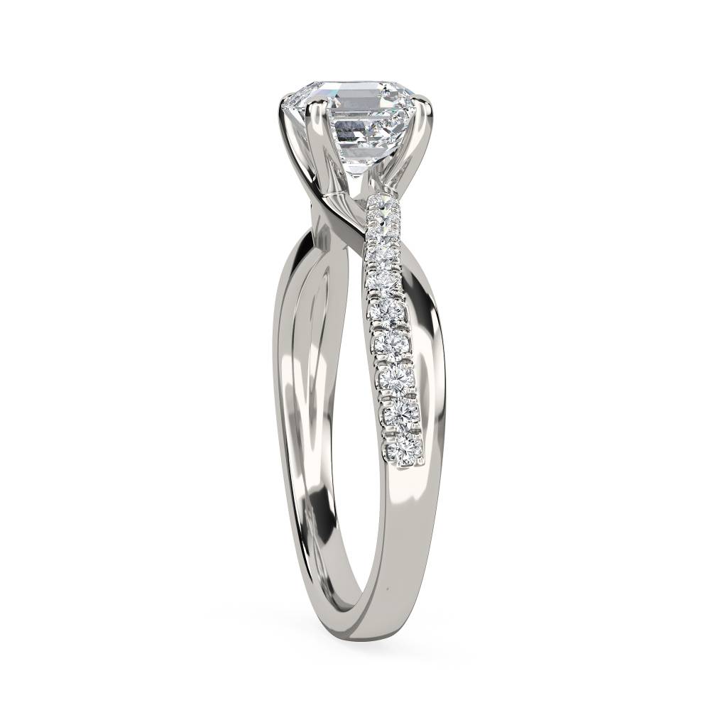 Infinity Asscher Shoulder Set Diamond Engagement Ring P