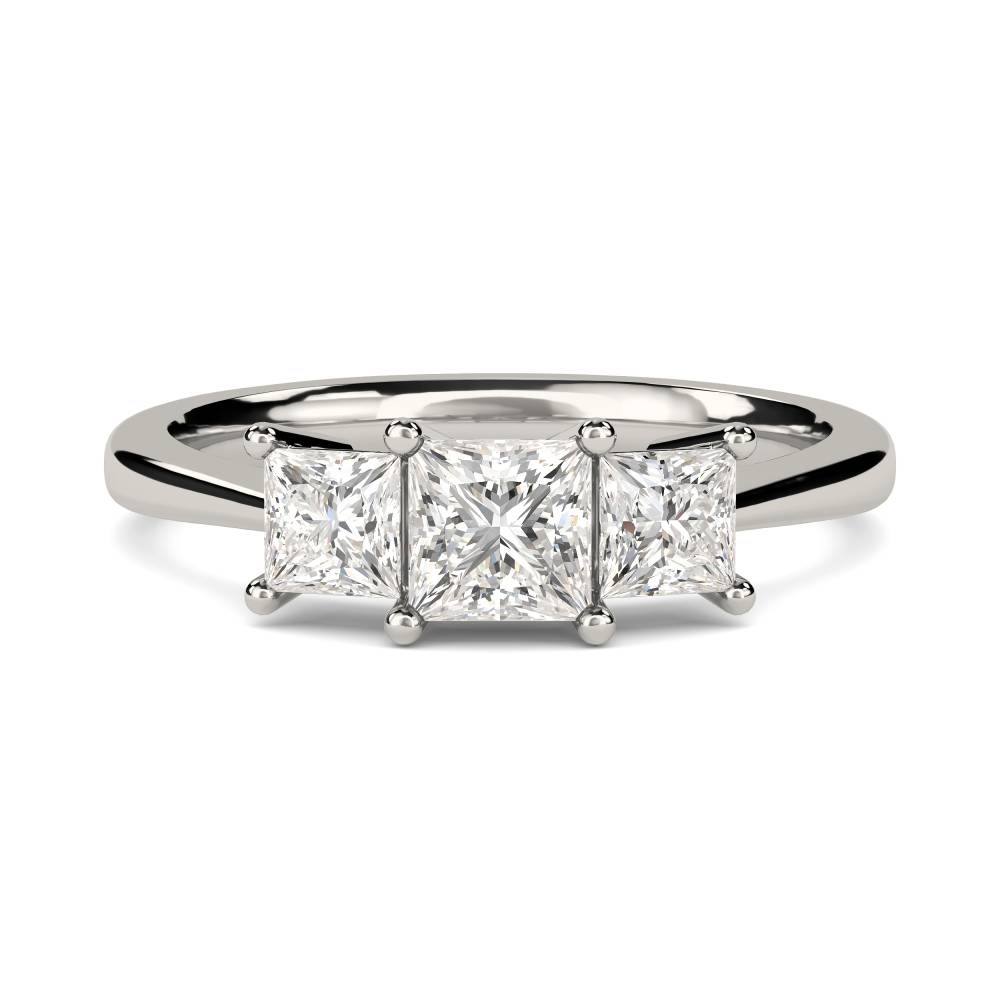 DHDOMR3142 Tapered Band Princess Diamond Trilogy Ring P