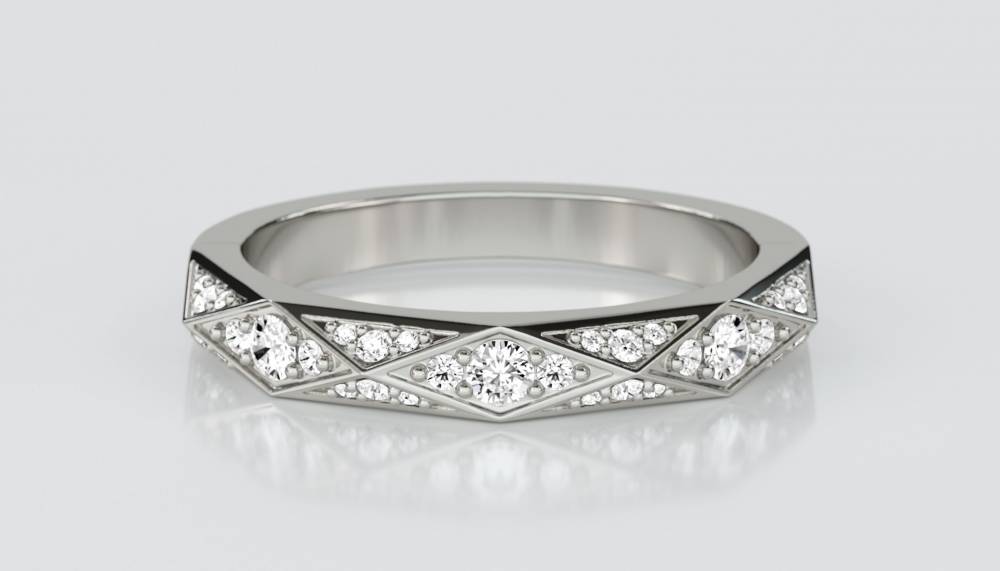 2.5mm Shaped Diamond Wedding Ring P