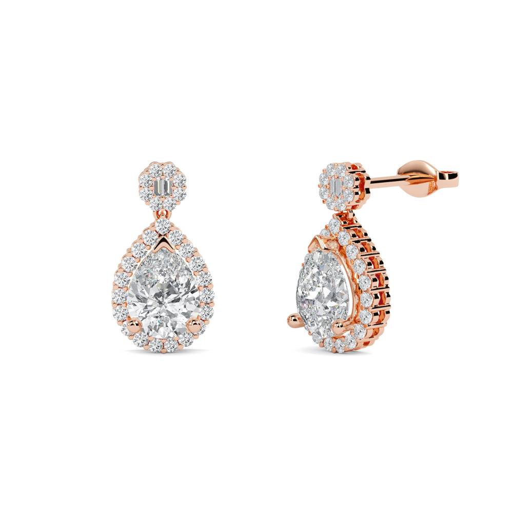 Unique Pear Diamond Drop Earrings R