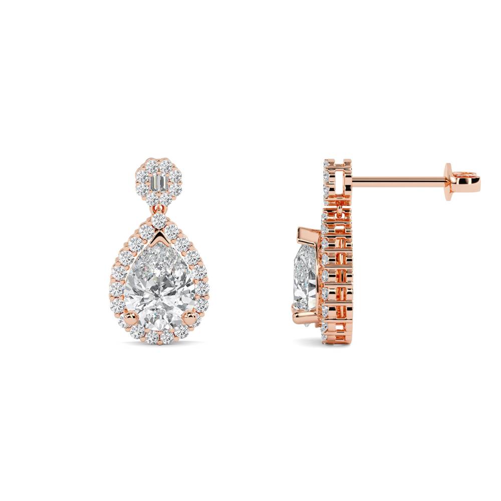 Unique Pear Diamond Drop Earrings R