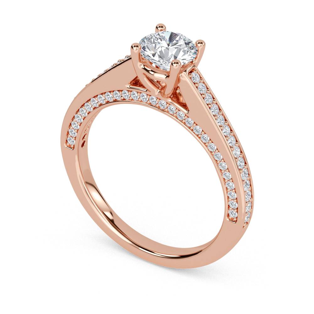 Unique Round Diamond Engagement Ring R