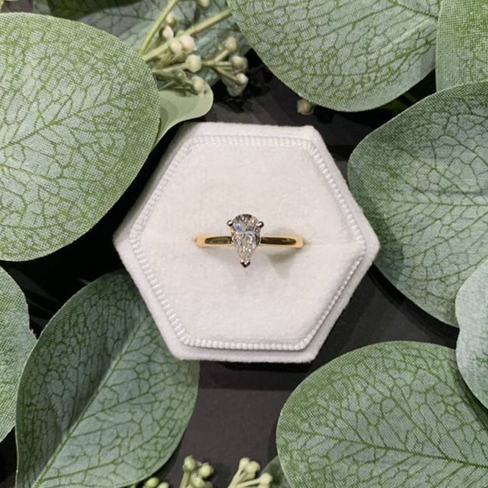 Classic Pear Diamond Engagement Ring Yellow Gold