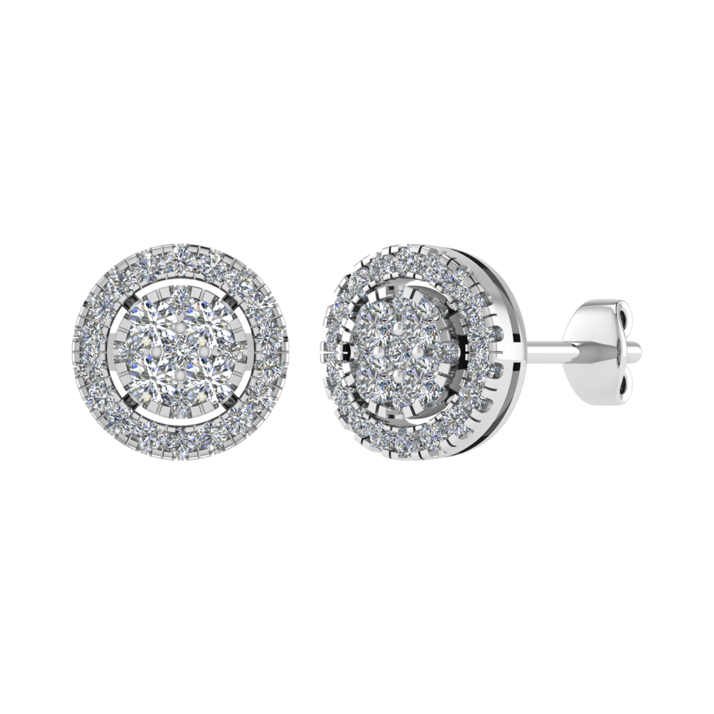 0.55CTVS/GH Round Diamond Set Cluster Earrings P