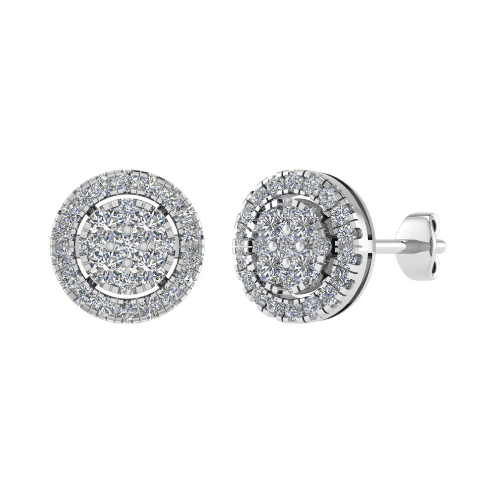 0.80CT VS/GH Round Diamond Set Cluster Earrings P