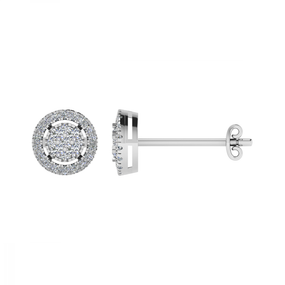 0.35CT VS/GH Round Diamond Set Cluster Earrings W