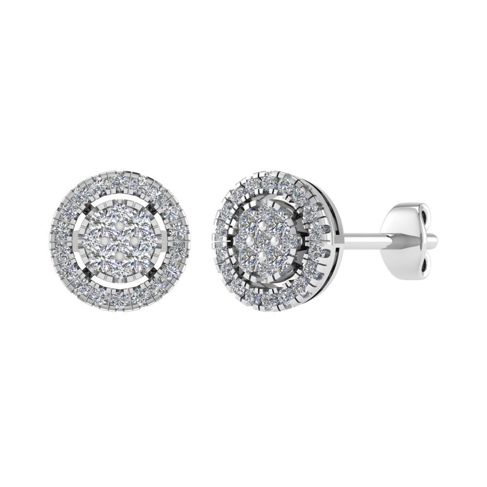 0.35CT VS/GH Round Diamond Set Cluster Earrings W