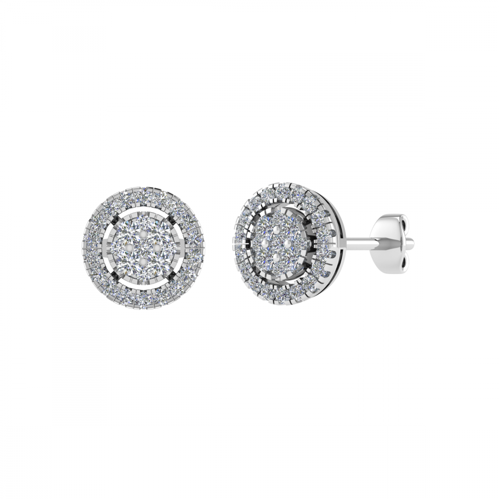 0.50CT VS/GH Round Diamond Set Cluster Earrings P