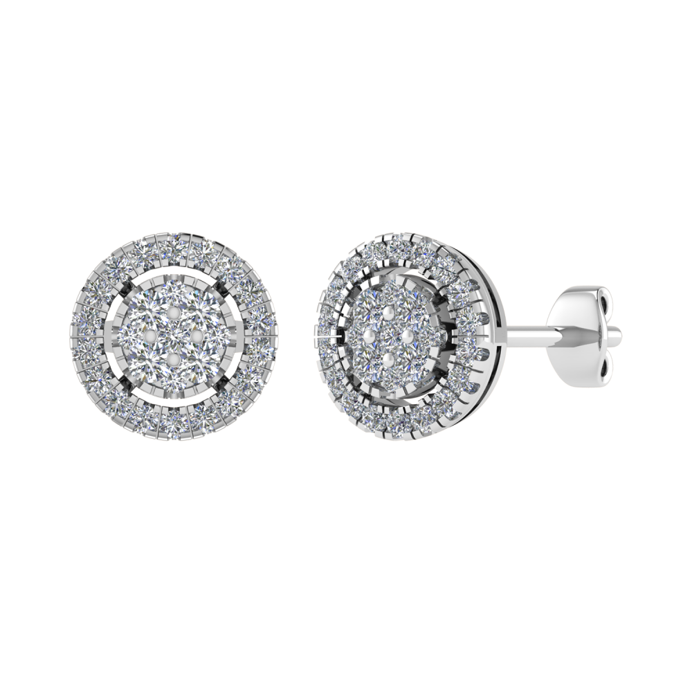 0.50CT VS/GH Round Diamond Set Cluster Earrings P