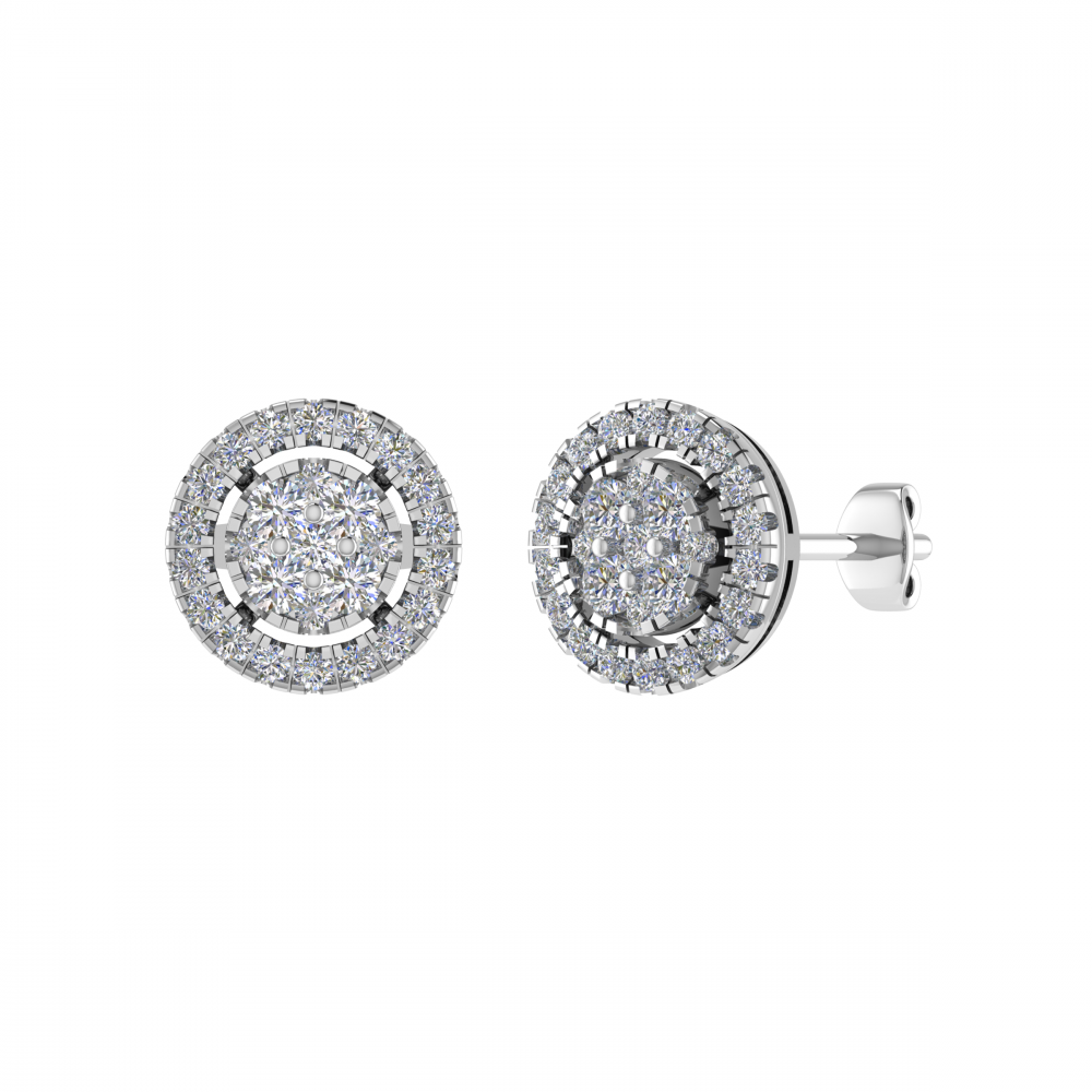 0.70CT VS/GH Round Diamond Set Cluster Earrings P