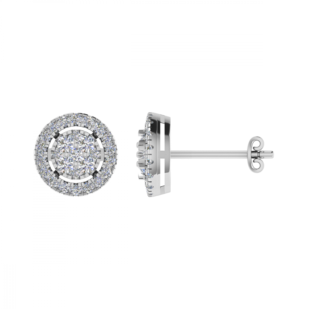 0.70CT VS/GH Round Diamond Set Cluster Earrings P