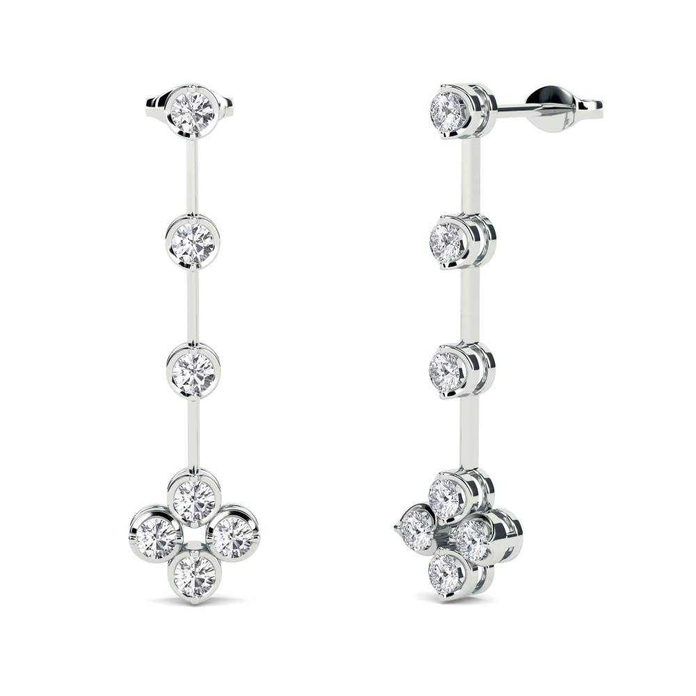 Elegant Round Diamond Drop Earrings W
