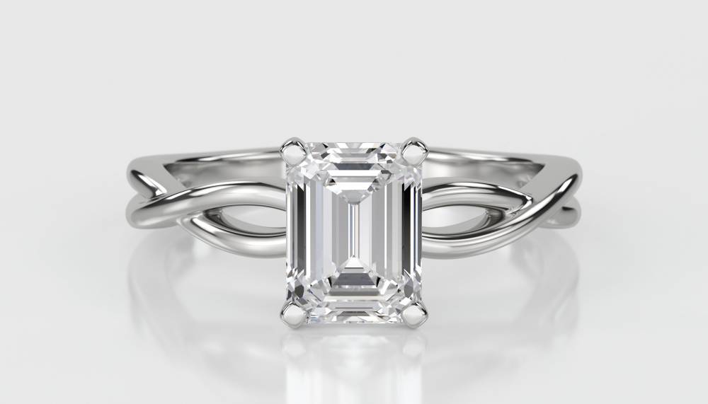 Infinity Love Swirl Emerald Diamond Engagement Ring W