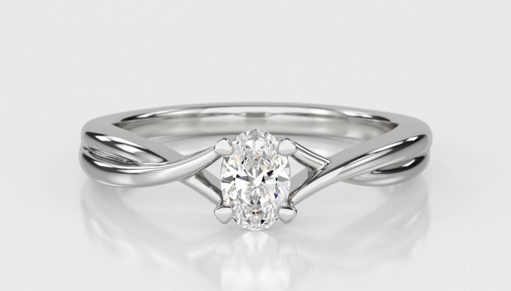 Modern Intertwined Oval Diamond Engagement Ring W