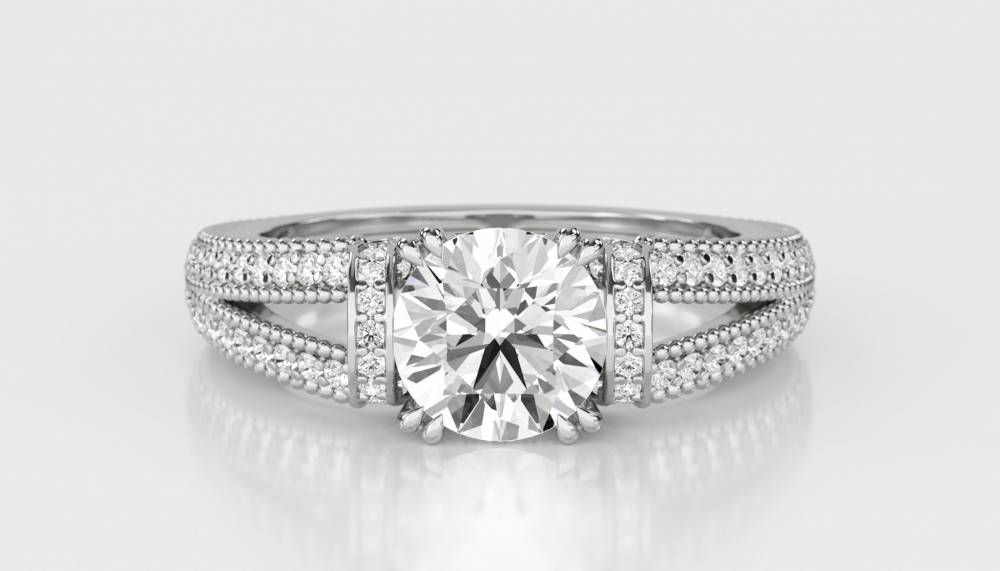 Modern Round Diamond Vintage Ring W