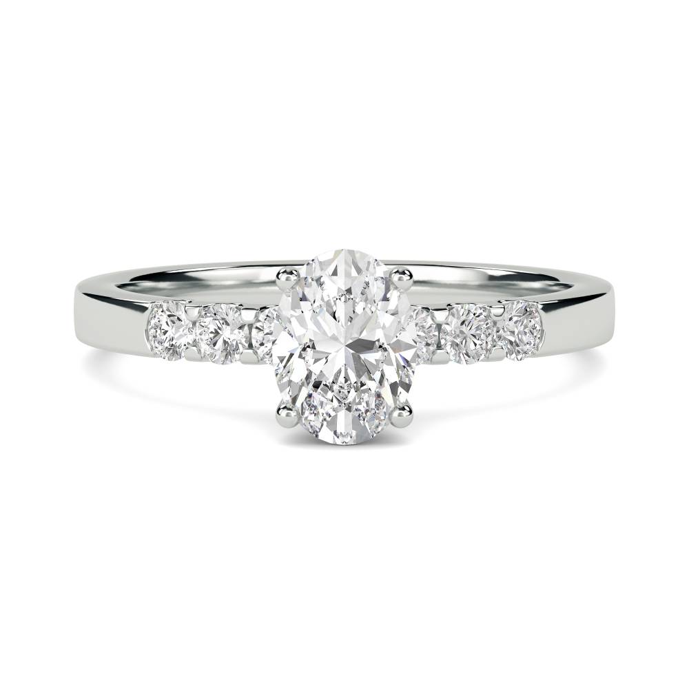 Round Diamond Shoulder Set Ring With Matching Band W