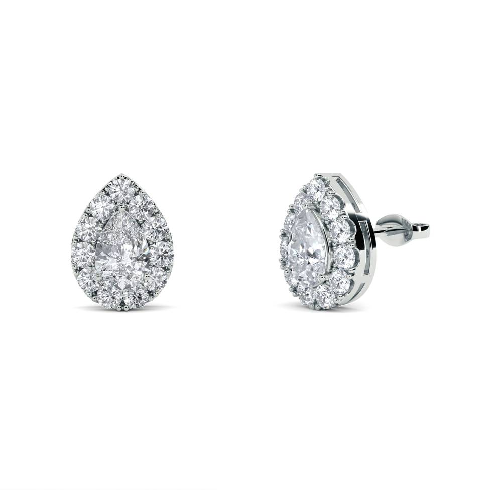 Pear Diamond Single Halo Earrings W