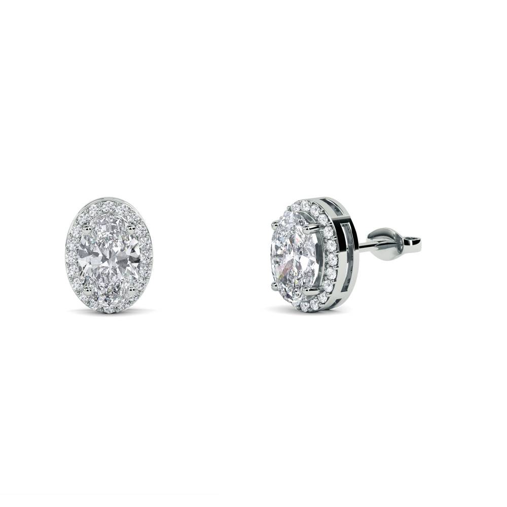 Oval Diamond Single Halo Earrings W